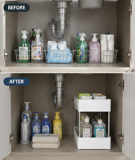 Adjustable Under Sink Organizer – Maximize Your Storage Space