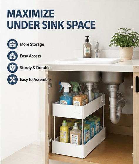 Adjustable Under Sink Organizer – Maximize Your Storage Space